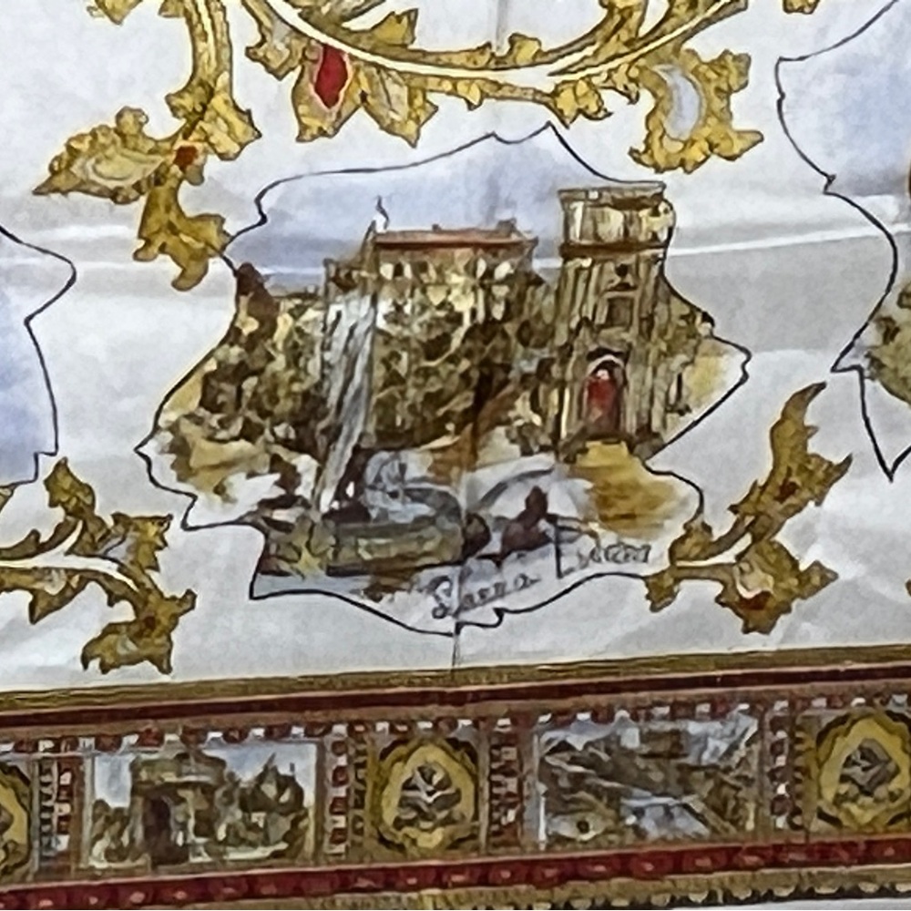 Vintage Roma Gold and White Landmark Souvenir Scarf - Picture 7 of 9